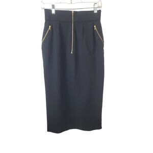 Vintage Chanel Boutique Multi Zipper Chanel Detail Midi Pencil Dress Size 27